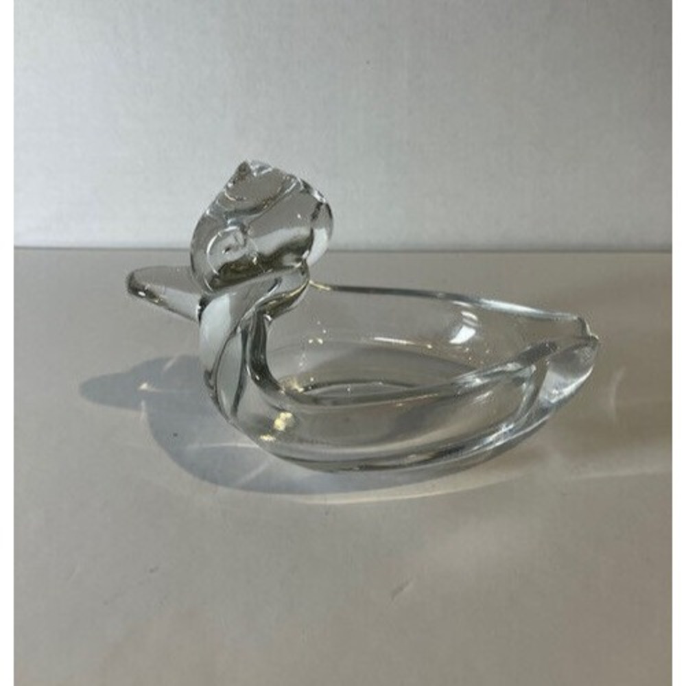 Duck‎ Ashtray or Trinket Dish 3"x5"x2" Clear Glass